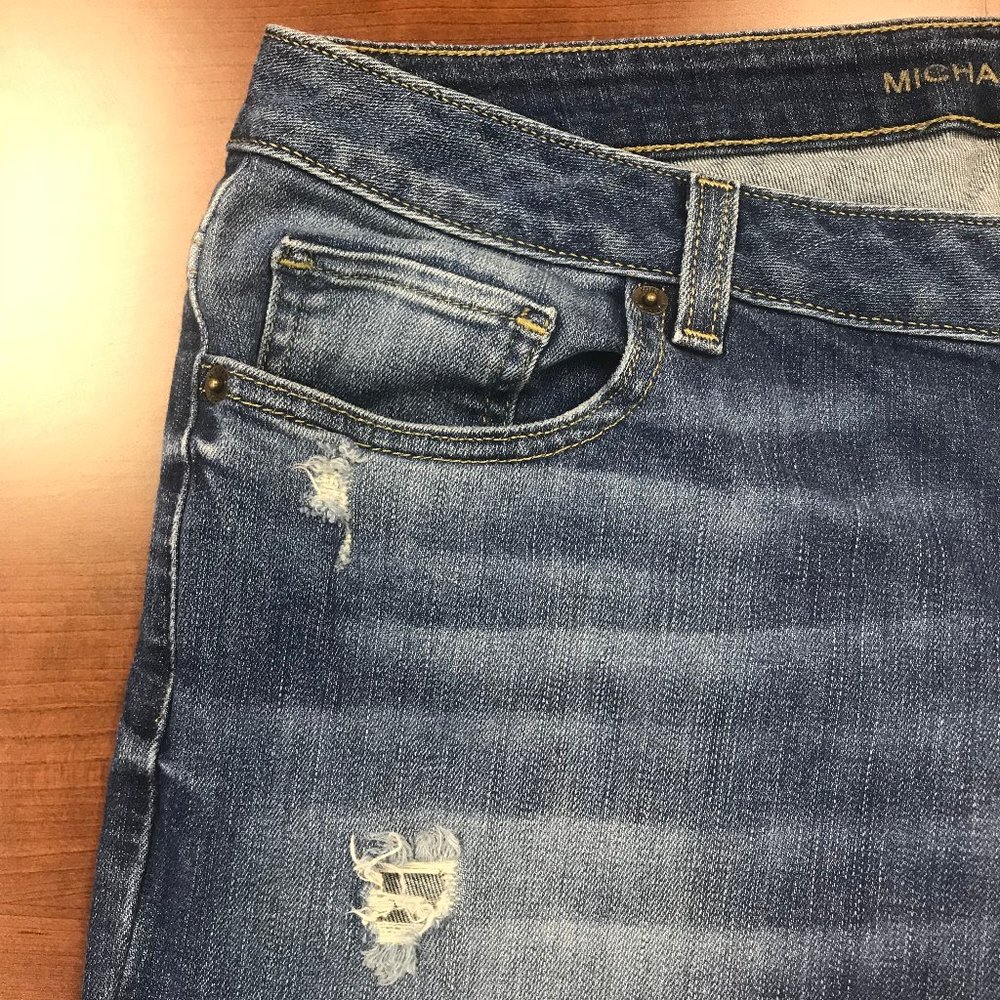 MICHAEL KORS Medium Wash Distressed Skinny Jeans - Picture 2 of 7